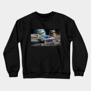 Plum Crazy Dodge Challenger on the Moon Crewneck Sweatshirt